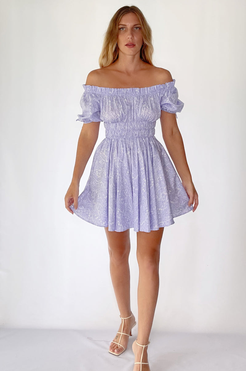 Butterfly Bliss Off Shoulder Mini Dress (Sale)