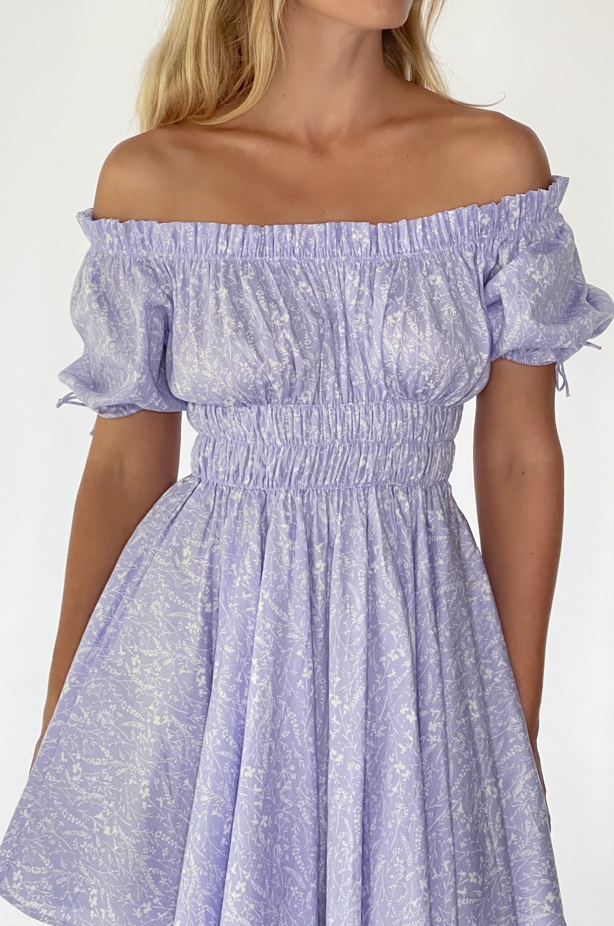 Butterfly Bliss Off Shoulder Mini Dress (Sale)