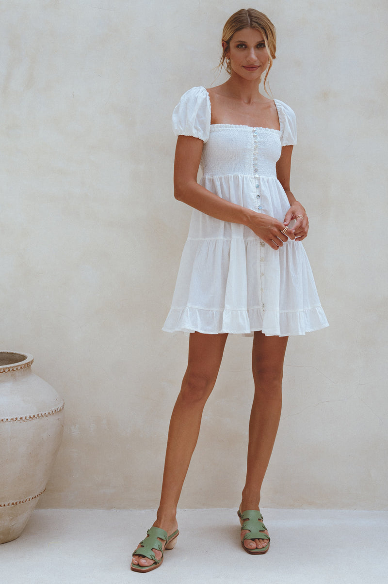 Catalina Smocked Linen Mini Dress