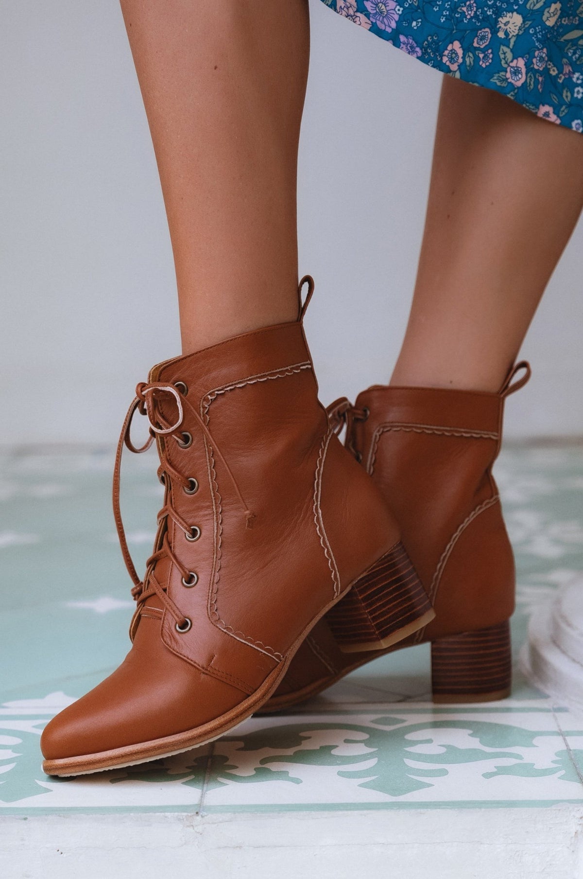 Mon Reve Leather Ankle Booties