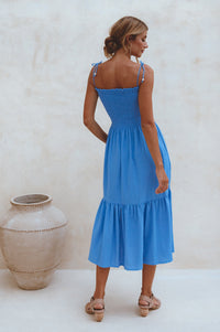 Paradiso Strappy Linen Midi Dress