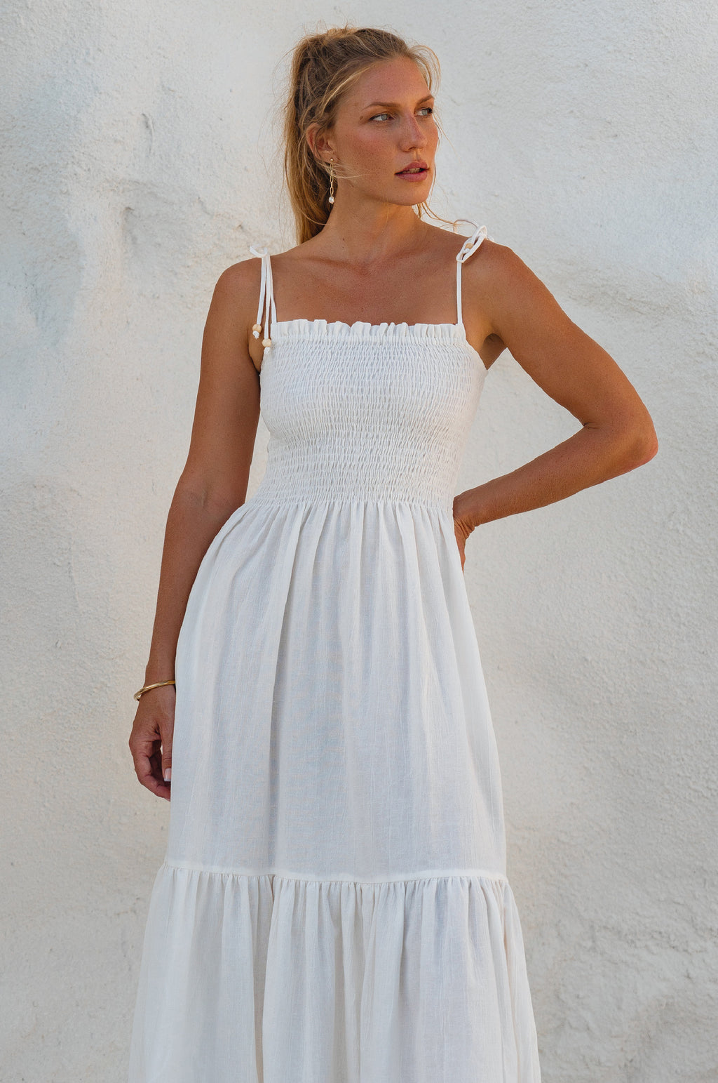 Paradiso Strappy Linen Midi Dress