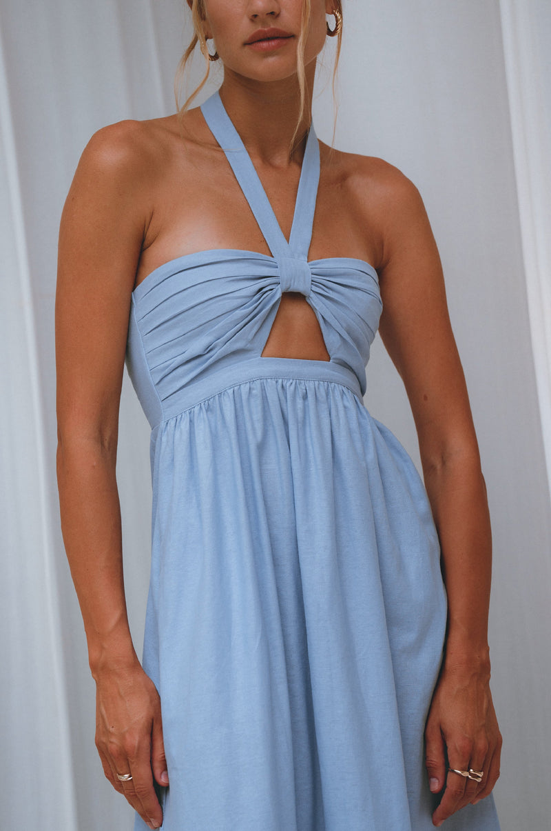 Penelope Halter Linen Maxi Dress