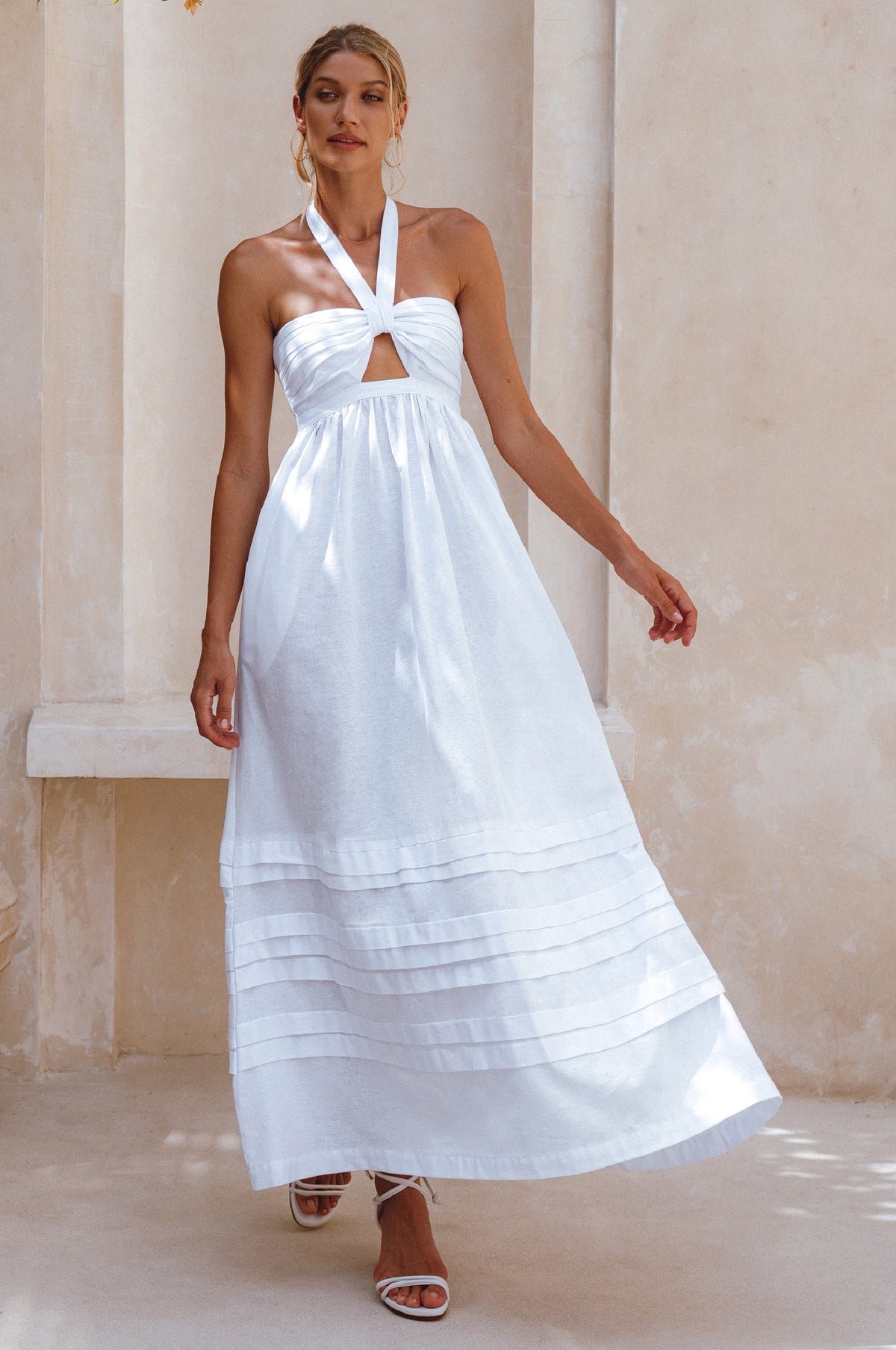 Penelope Halter Linen Maxi Dress