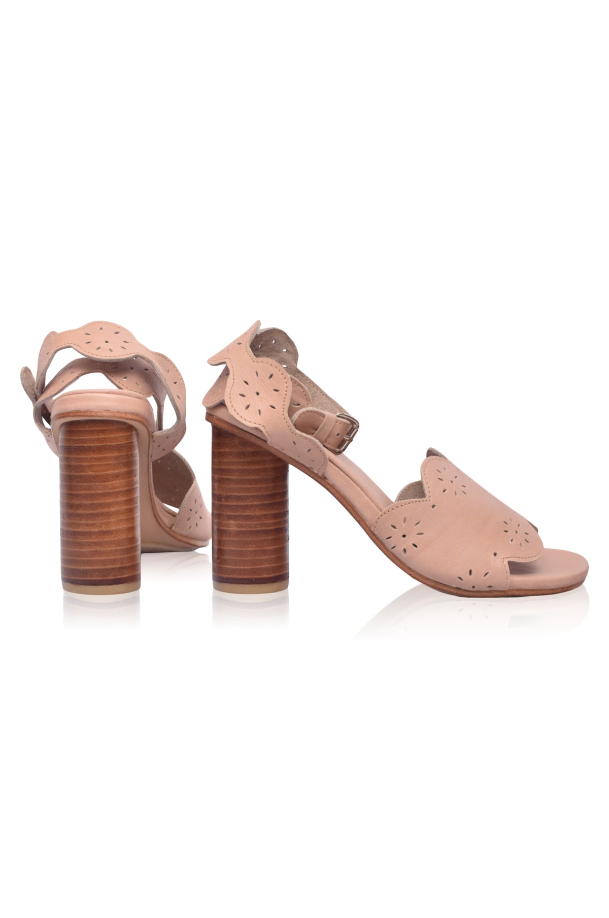 Sakura Block Heel Leather Sandals