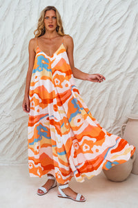 Silky Wind Strappy Maxi Dress