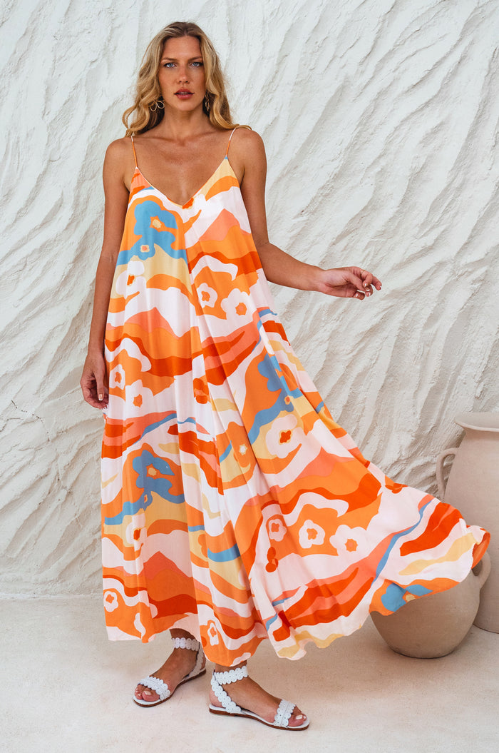 Silky Wind Strappy Maxi Dress