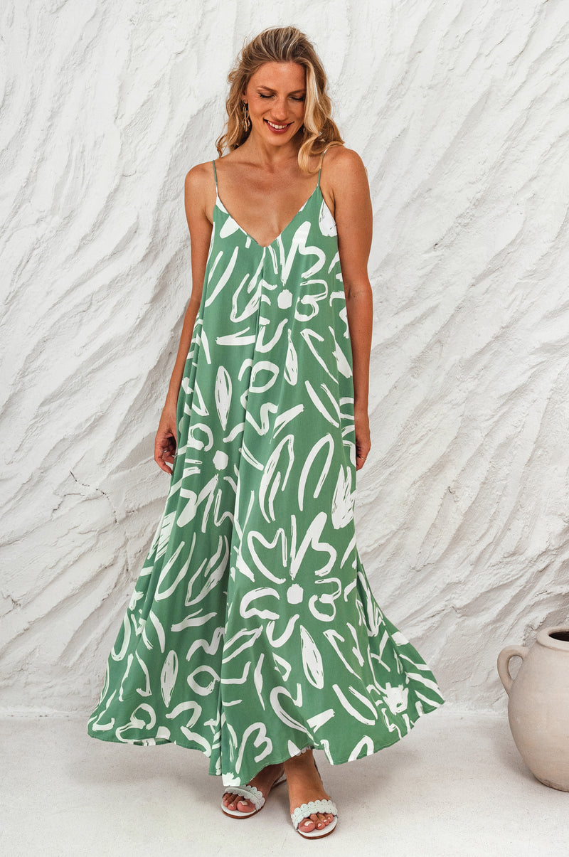 Silky Wind Strappy Maxi Dress