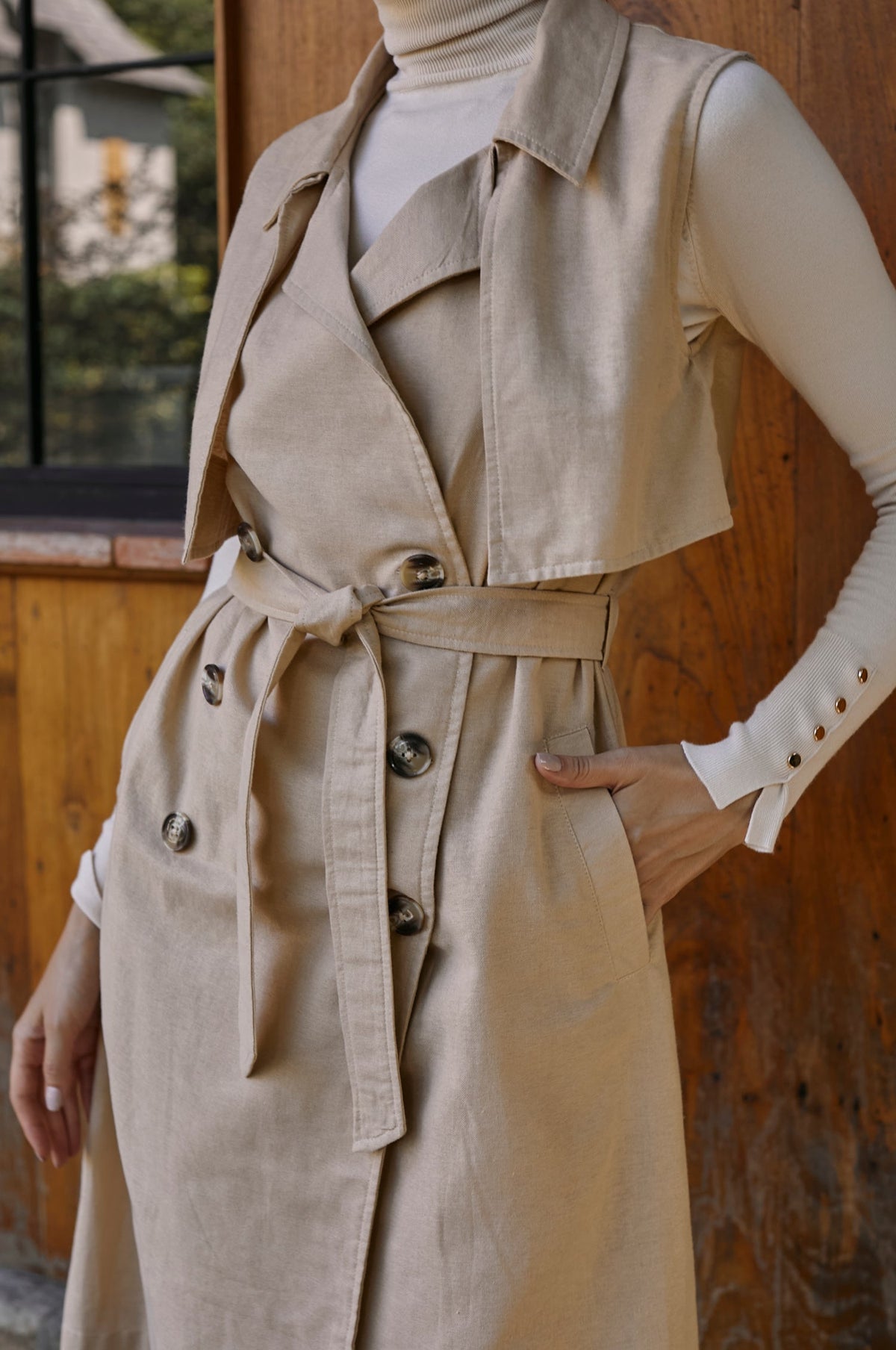 Arden Belted Vest Trench (Sale)