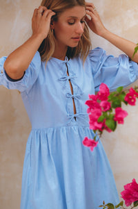 Beatrice Puff Sleeve Linen Mini Dress