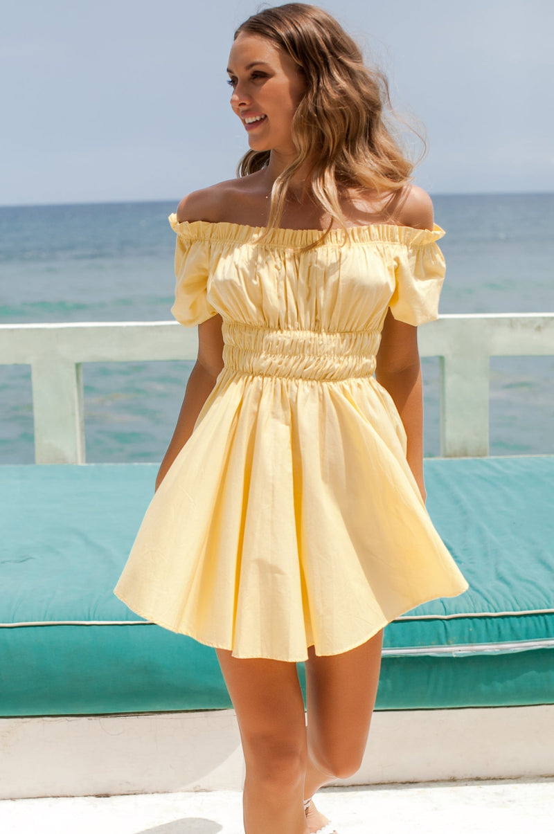 Butterfly Bliss Off Shoulder Mini Dress (Sale)