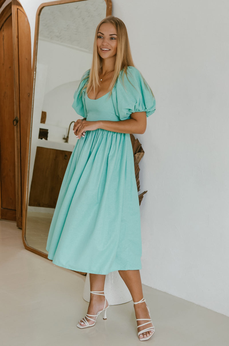 Cherie Puff Sleeve Midi Dress