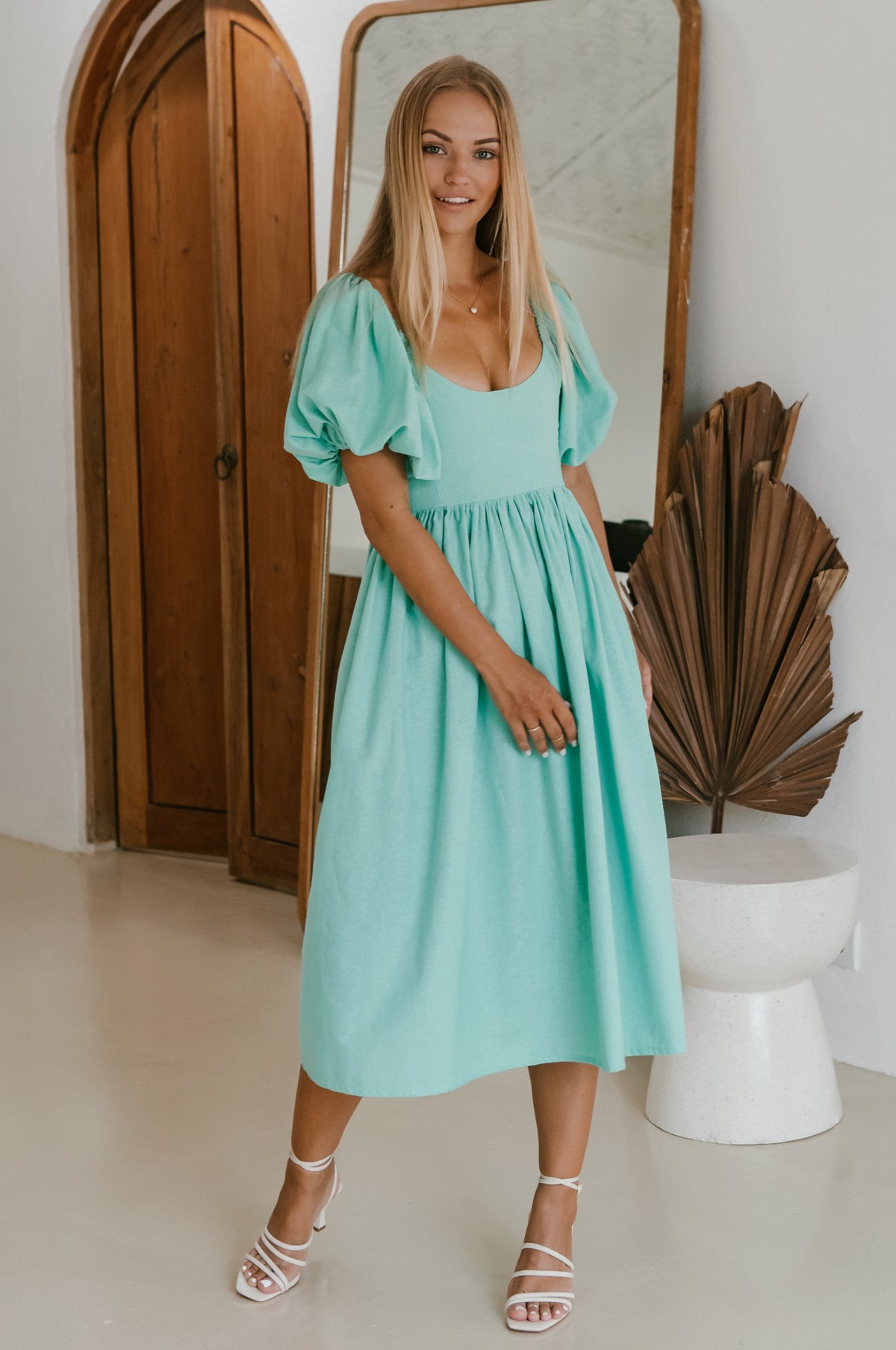 Cherie Puff Sleeve Midi Dress