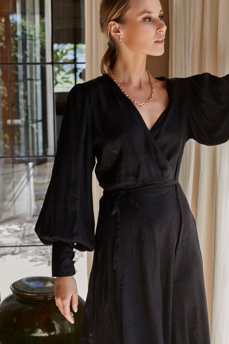 Isabelle Merino Wool Wrap Tank Dress - Black - wool