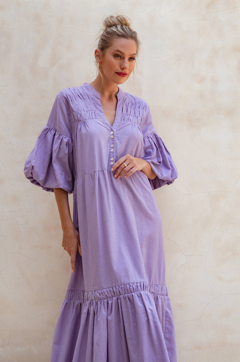 Oleana Puff Sleeve Maxi Dress