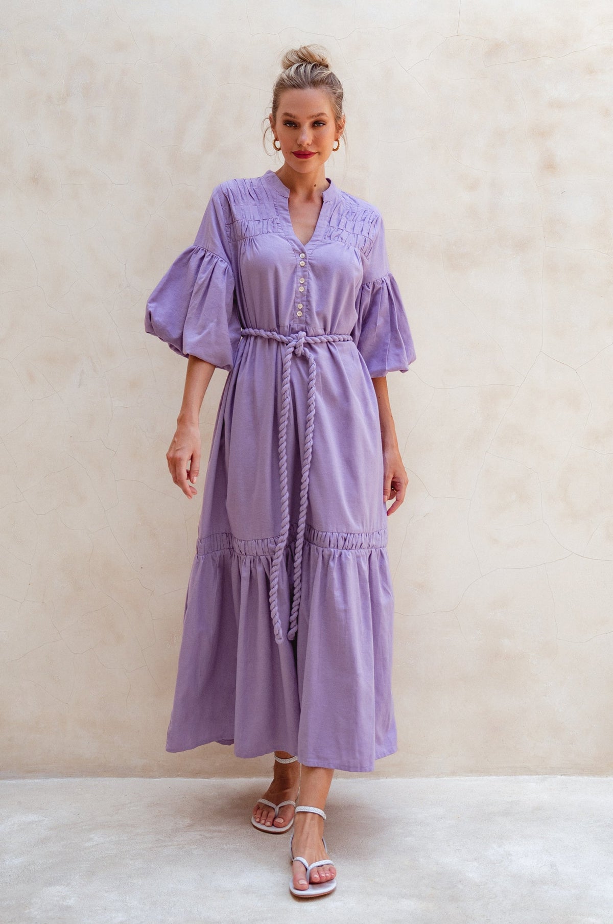 Oleana Puff Sleeve Maxi Dress