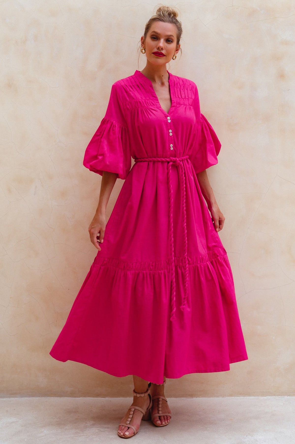 Oleana Puff Sleeve Maxi Dress