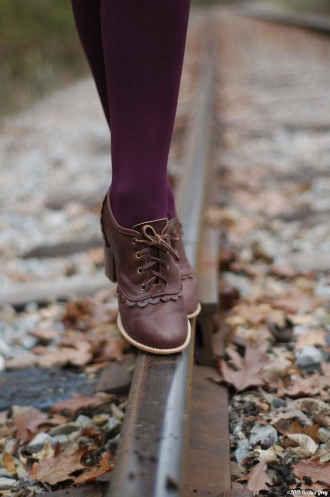 Leather Shoes - Lace Oxford Heels