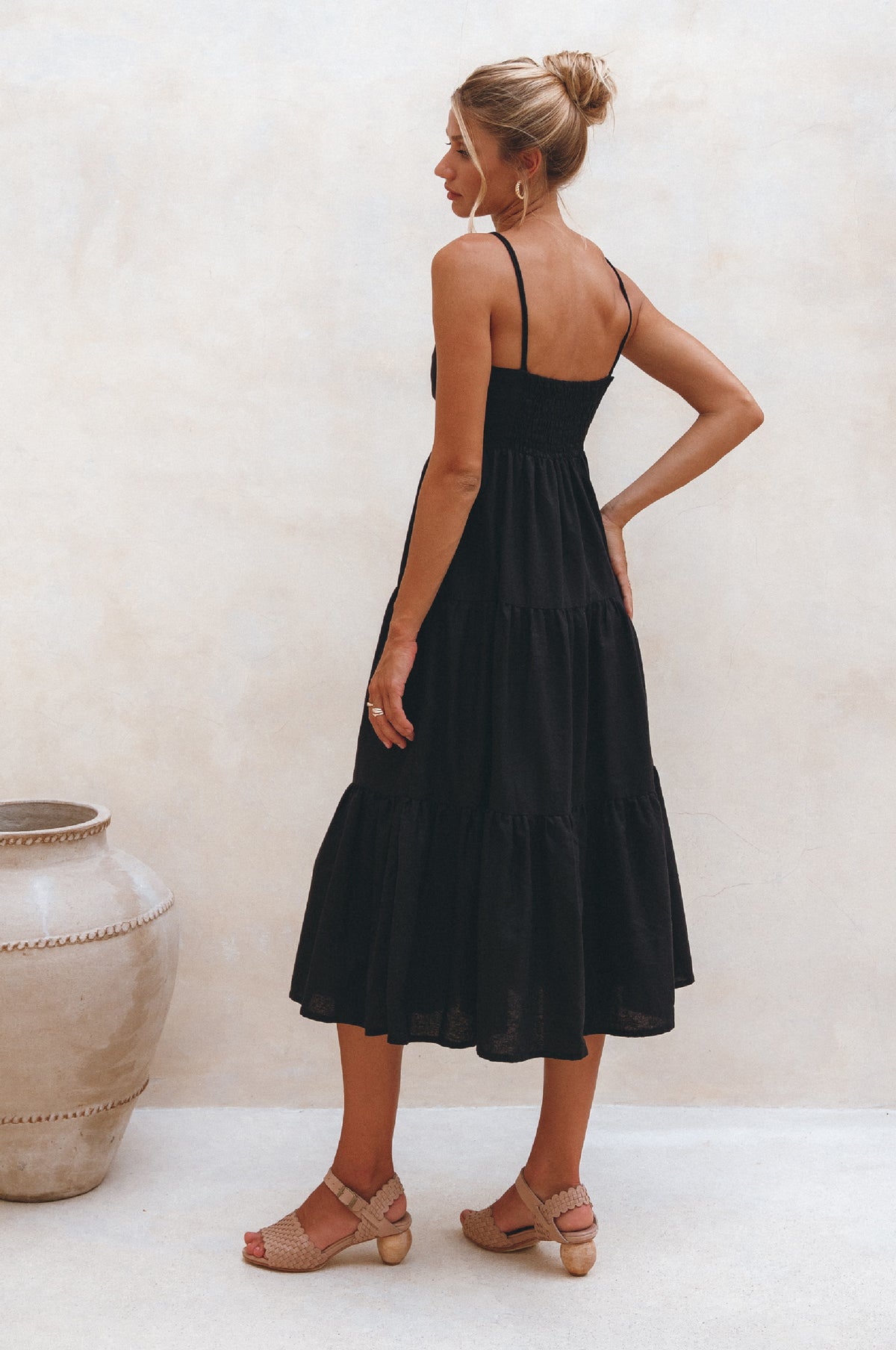 Rafaela Strappy Linen Midi Dress