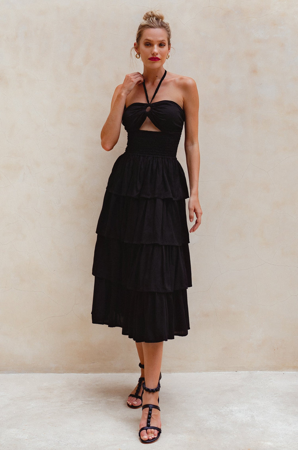 Róhe Black Halter Midi Dress