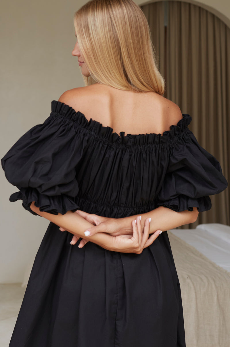 Vacay Off Shoulder Cotton Mini Dress (Sale)