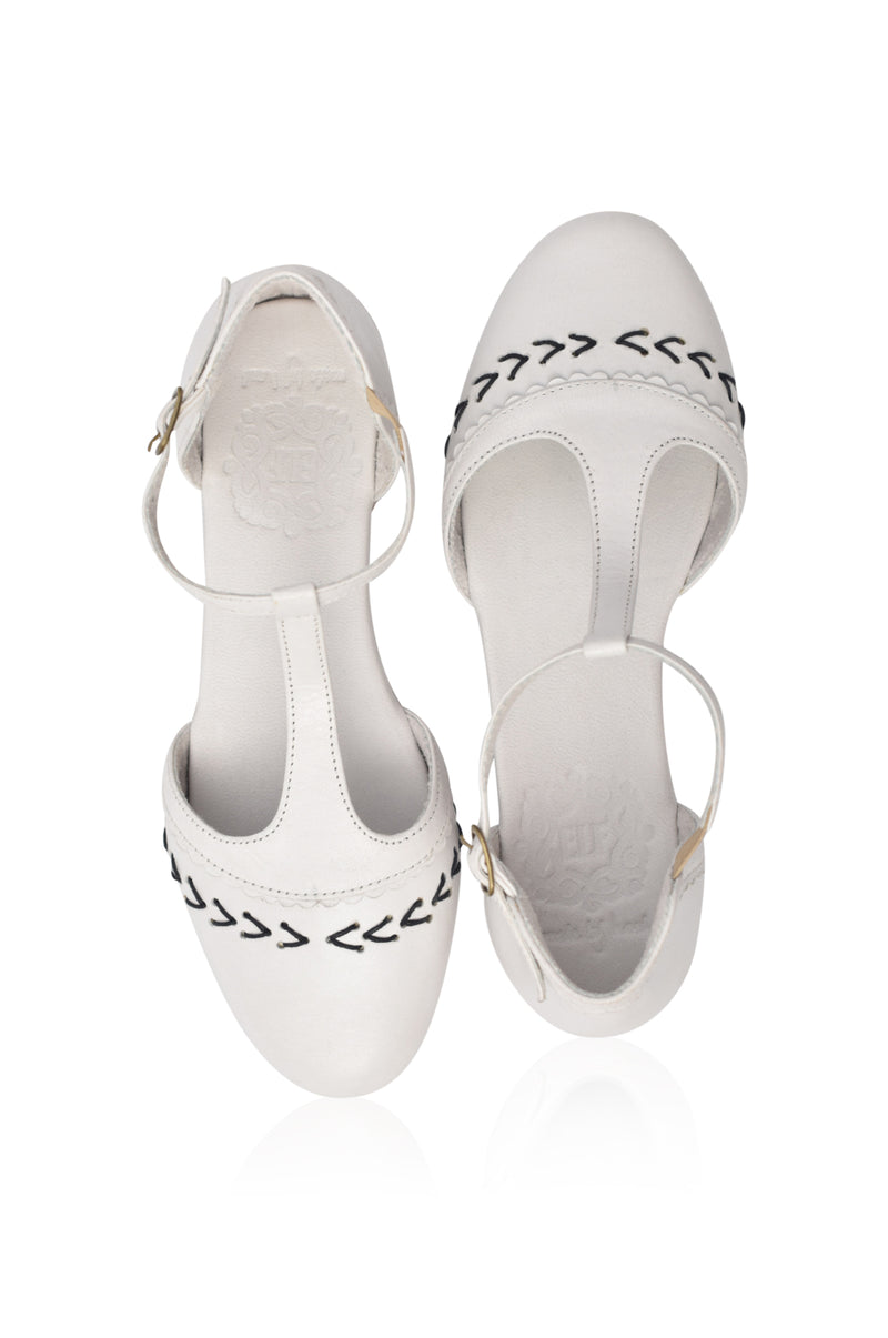 Wonderland T-strap Leather Flats